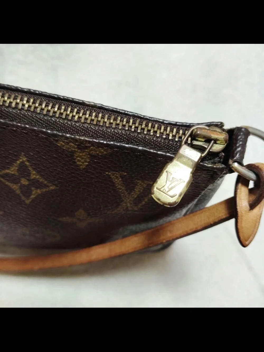 Louis Vuitton Monogram Canvas Shoulder Pochette in Brown and Tan